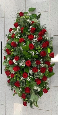 Red rose casket spray