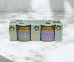 Mini Tin Duo Gift Set   Relax & Lavender and Lime. Lily Flame Candles.