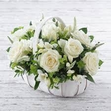 White floral garden basket